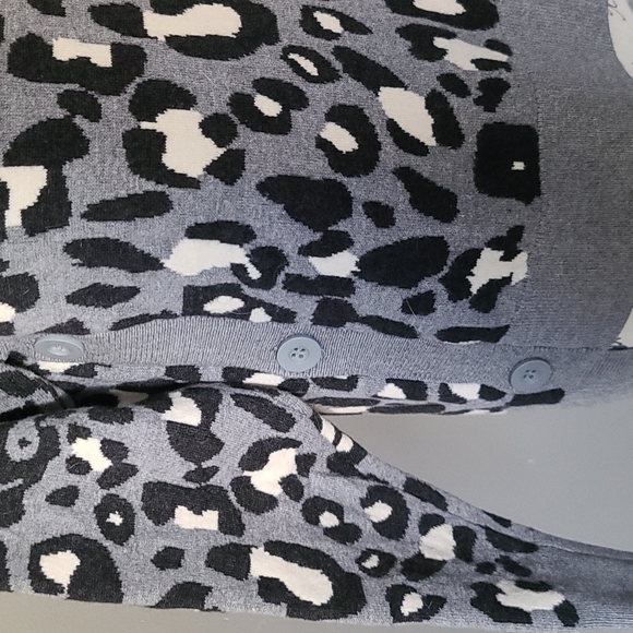 Stella & Dot Side Button Leopard Print Sweater Gray Small - Picture 6 of 11